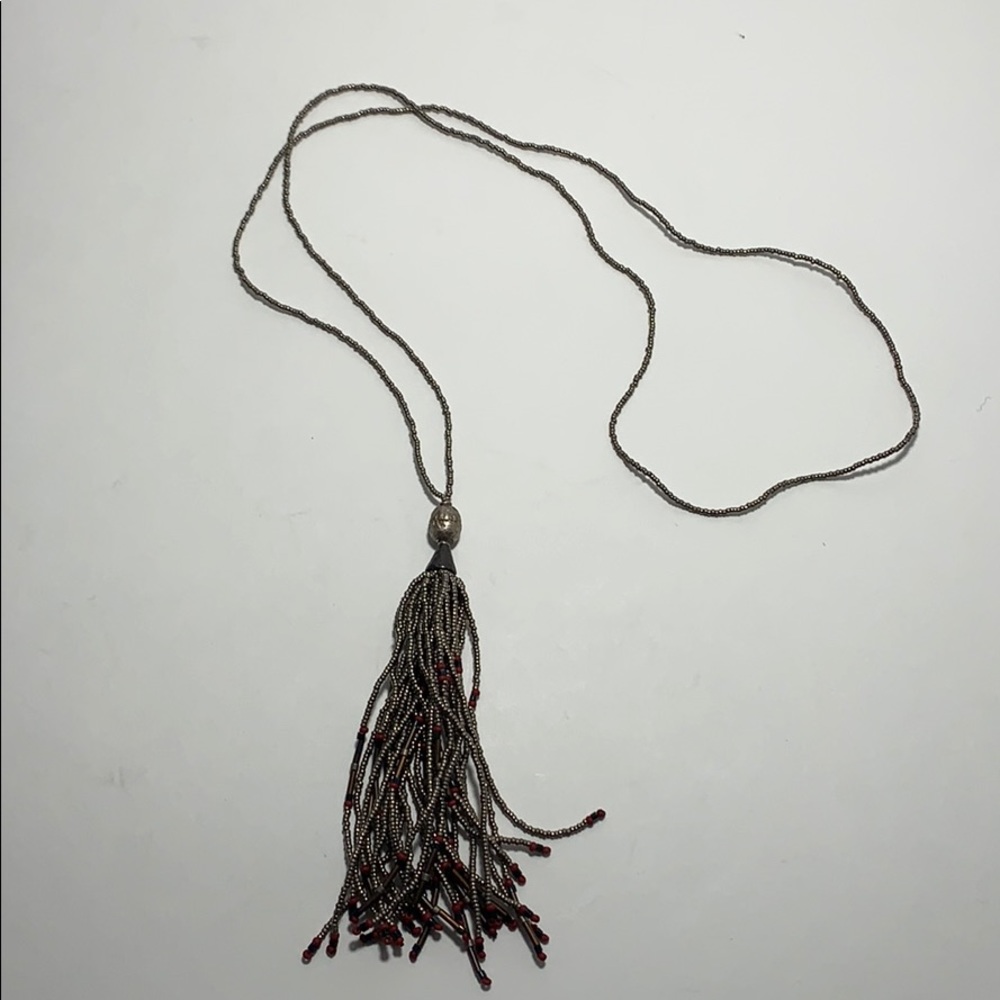 Anthropologie Metallic Tassel Necklace - NWOT